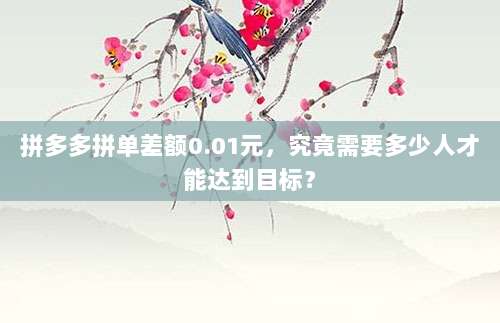拼多多拼单差额0.01元，究竟需要多少人才能达到目标？