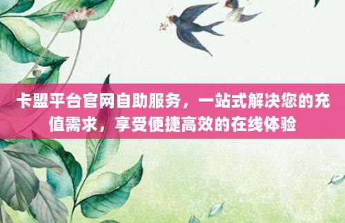 卡盟平台官网自助服务，一站式解决您的充值需求，享受便捷高效的在线体验