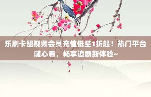 乐刷卡盟视频会员充值低至1折起！热门平台随心看，畅享追剧新体验~