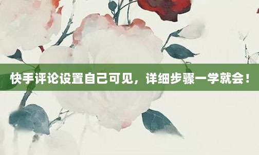 快手评论设置自己可见,详细步骤一学就会!
