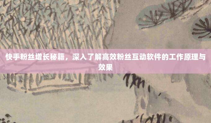 快手粉丝增长秘籍,深入了解高效粉丝互动软件的工作原理与效果