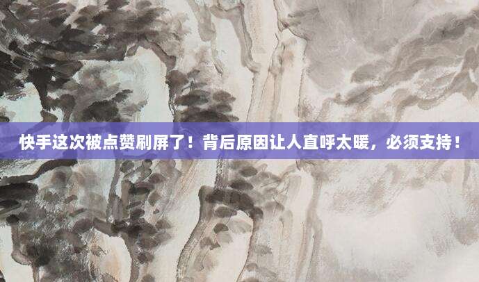 快手这次被点赞刷屏了！背后原因让人直呼太暖，必须支持！