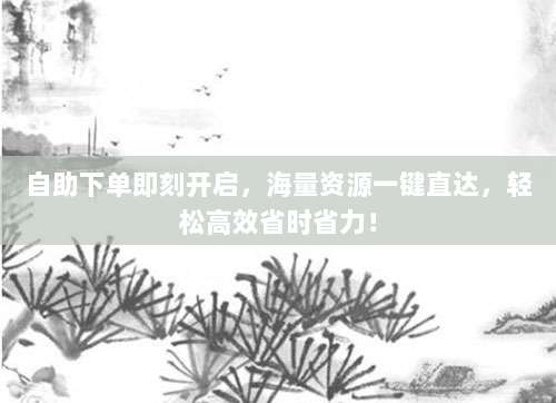 自助下单即刻开启，海量资源一键直达，轻松高效省时省力！